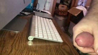 slow motion jerk off cum shot on desk