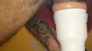 Tatted guy fucks and creampies fleshlight