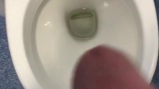 Cumming in public bathroom