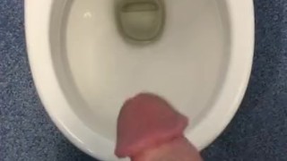 Cumming in public bathroom