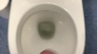 Cumming in public bathroom
