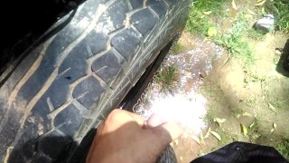 Pissing on my pos truck.