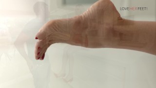 Loveherfeet Hot slutty milf tease with her feet get fucked hard by roommate