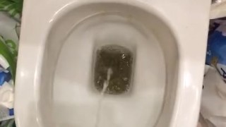 Peeing in messy bathroom