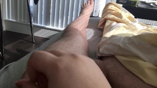 Moaning Guy brought to Orgasm by Girlfriends Hand