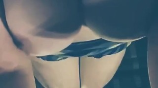 Sexy redhead teases camera with tits and ass rides her vibrator and cums