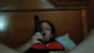 Fingering my clit til I cum then sucking on a dildo afterwards