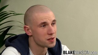 Tattooed head stud takes his huge cock for a long stroke