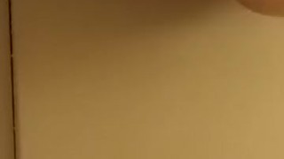 Skinny stud throating huge dildo in shower no gag