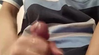 Hot young indonesian's morning solo jerk off in hotel bathroom and cum hard