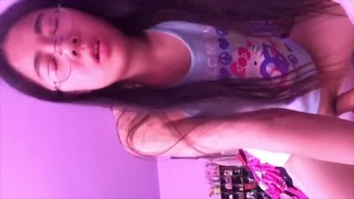 Asian cums hard on big cock