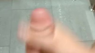 Big cumshot at public toilet