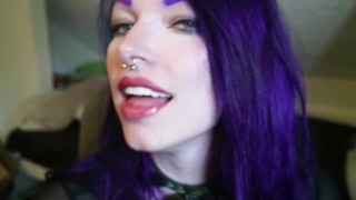 Goth girl spit tongue fetish