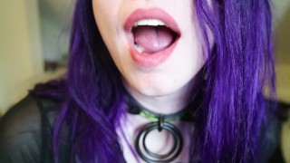 Goth girl spit tongue fetish