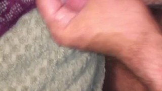 Jerking off and Shooting a load of cum on some lace g-string panties!