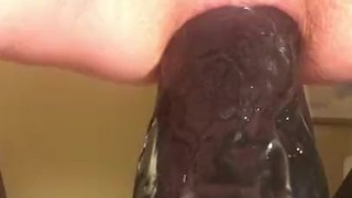 huge manolith dildo in my ass and then my pussy
