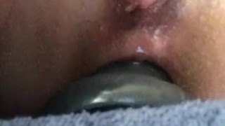 huge manoltih dildo and butt plug in my ass