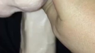 Fucking a thick 9 inch dildo