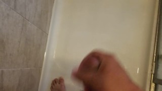 Jerking off in the shower.....cumshot in the shower