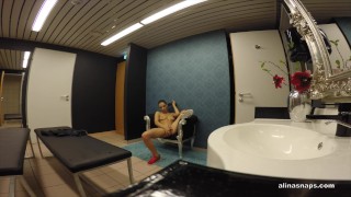 Henessy masturbating in the public bathroom