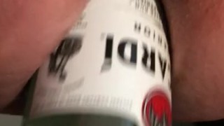 Riding rum bottle in my ass with squirting