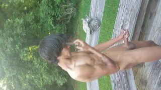 Hawaiian twink Boi_Candy having some late afternoon fun outside.