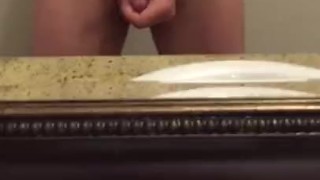 Jack off in front of mirror with cum