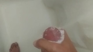Solo Male Wanking in Shower