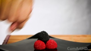 CFNM Handjob + cum on candy berries! (Cum on food 3)