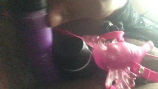 Ebony bbw solo play masterbation enjoying double penetration DP with toys