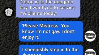 Submissive boy sexting Mistress for bi dungeon session