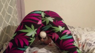 Teen in yoga pants cumming hard with wand