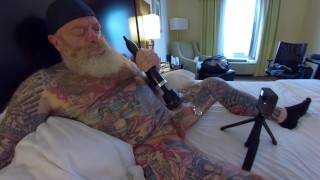 Inked Daddy Bear Doxy Wand and Sounding with Custom Silicone Sound Part 1