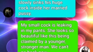 Cuckold husband sext roleplays his wife getting filled with BBC