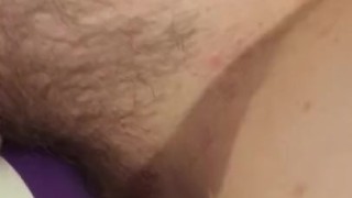 She fucks the head of my cock until she cums then I cum on her belly