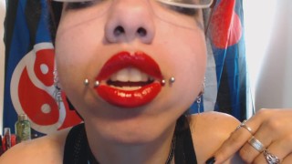 Applying Bright Red Lipstick and GF Lovey Sweet Talking