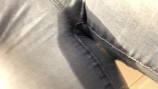 Chubby girl wetting / pee desperation