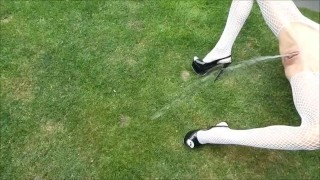 extra small tiny milf in catsuit extreme pee pissing outdoor very sexy pov