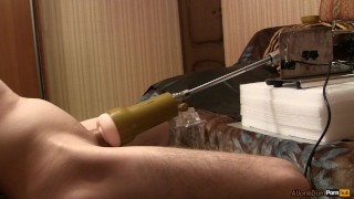 Sex machine polishes my hard cock