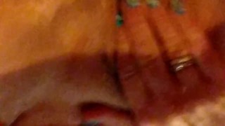 Mirror masturbation with strap-on