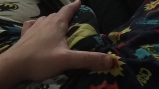 Grabbing my cock in pajamas