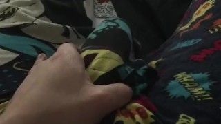 Grabbing my cock in pajamas