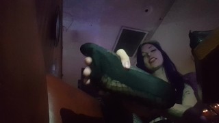 Bar Public foot worship goth girl POV
