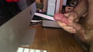 slow motion cumshot on desk