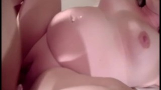 Pregnant amateur fucks her skinny boyfriend until he cums on her tits