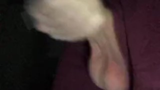 Late night edging session with low hanging testicles