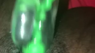 Super wett pussy takes on dildo