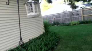 Jerking my dick in the backyard......