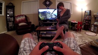 Sucking his cock dry while he plays PS4