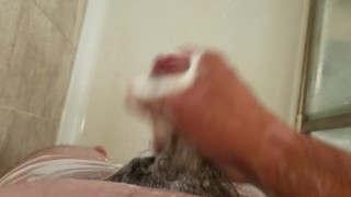 Jerking off my soapy dick